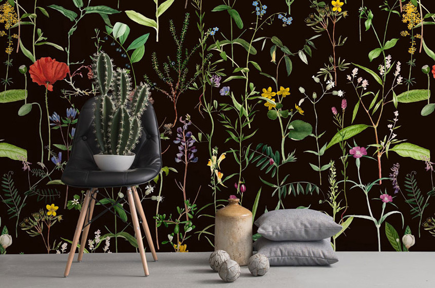 Wallpaper with Floral Compositions