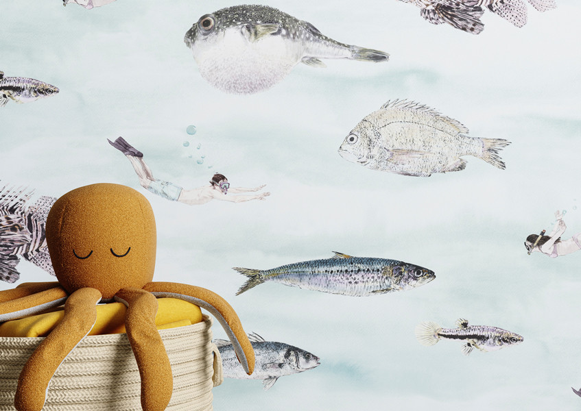 Children's Wallpaper with Fish Designs