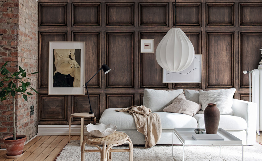 Wood Look Murals / Wall Murals with Panelling Optics