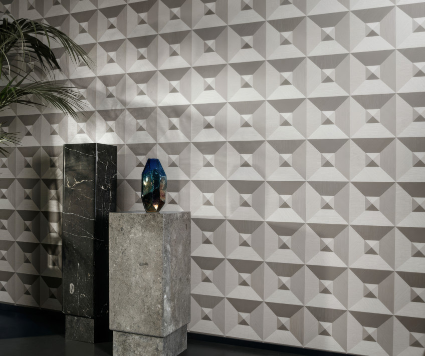 Papiers peints géométriques avec des motifs en 3 dimensions