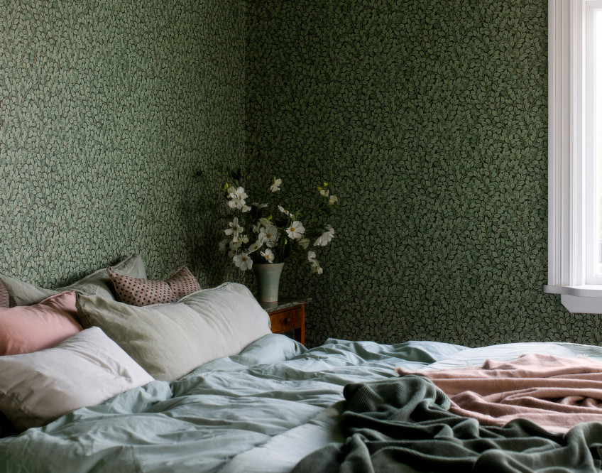 Carta da parati botanica con disegni fogliami sottili Carta da parati botanica con disegni fogliami sottili