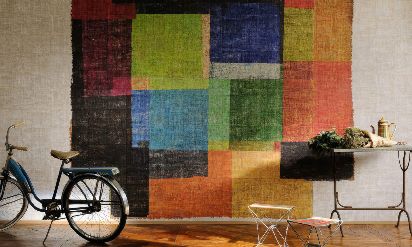 Carta da parati grafica con aree di colore