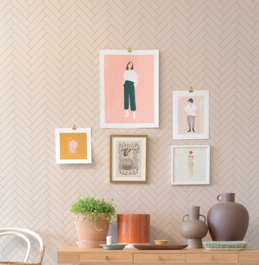 Geometrische Tapeten mit Fischgrät- oder Zig-Zag-Optik