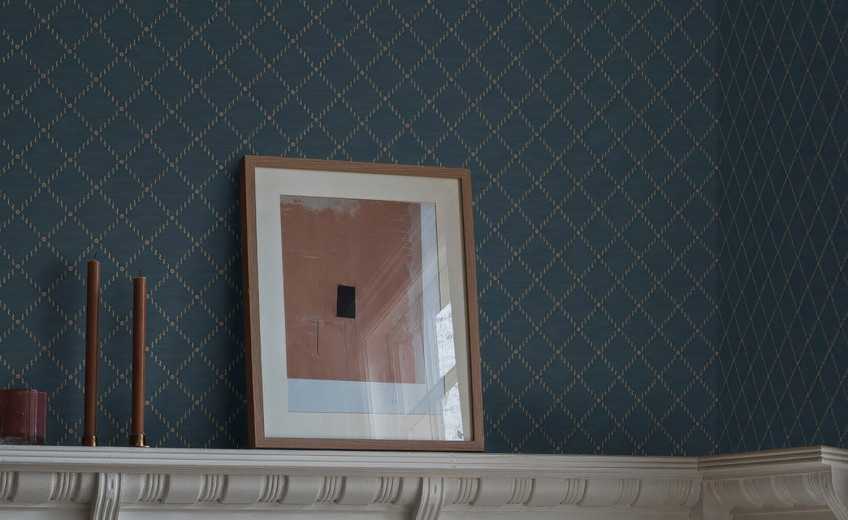 Geometrische Tapeten mit Gittern und Trellis-Motiven