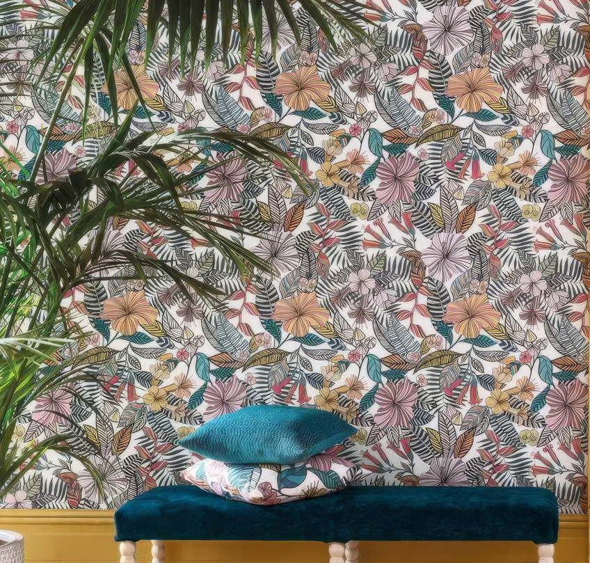 Floral Wallpaper with Graphic Art Designs