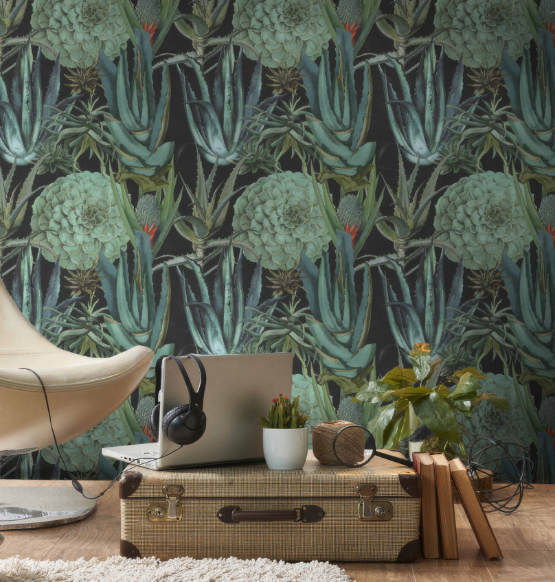 Carta da parati botanica con cactus