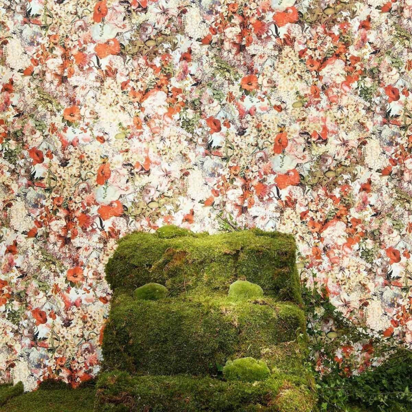 Carte da parati geometrice con disegni floreali oppulenti