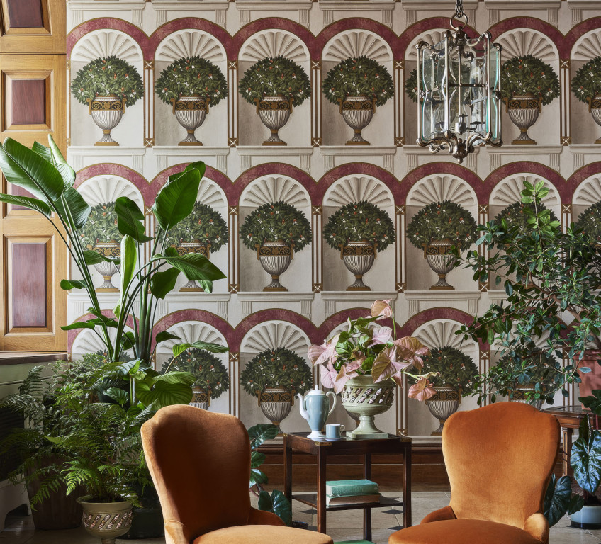 Florale Tapeten mit Pflanzen in Vasen