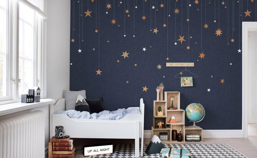 Wall Mural for the Nursery with Sun, Moon or Stars