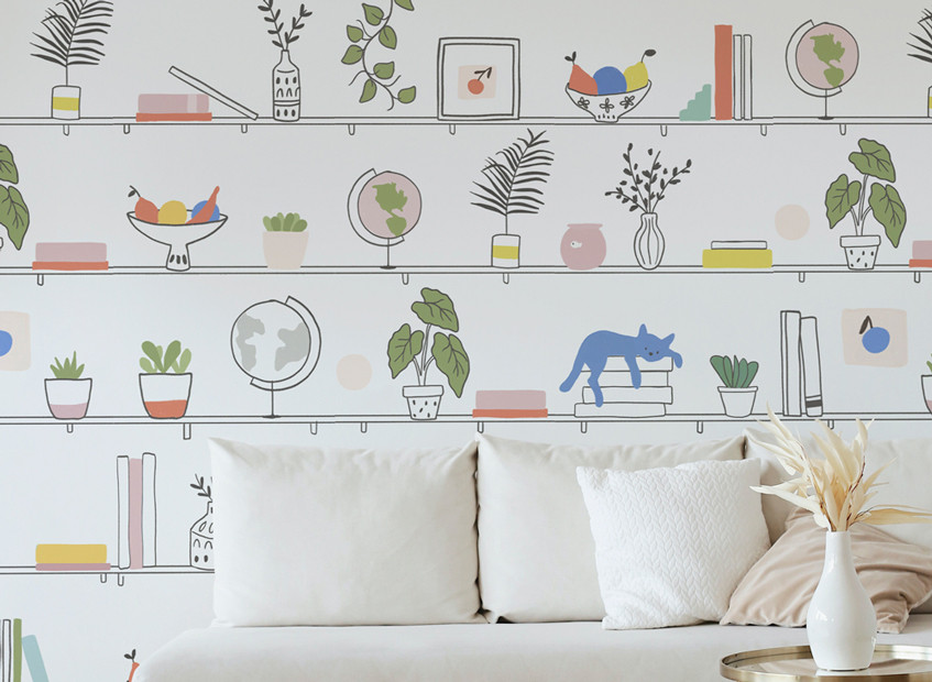Children's Room Wallpapers with Clothes and Objects