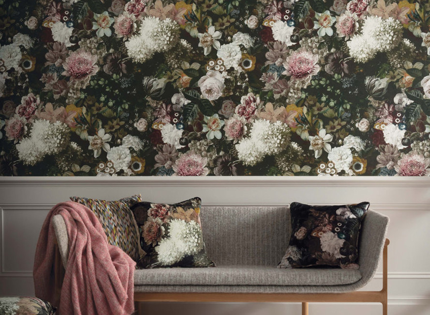 Vintage Wallpaper with Floral Designs