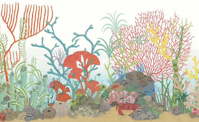 Papiers peints avec des motifs botaniques sous-marins