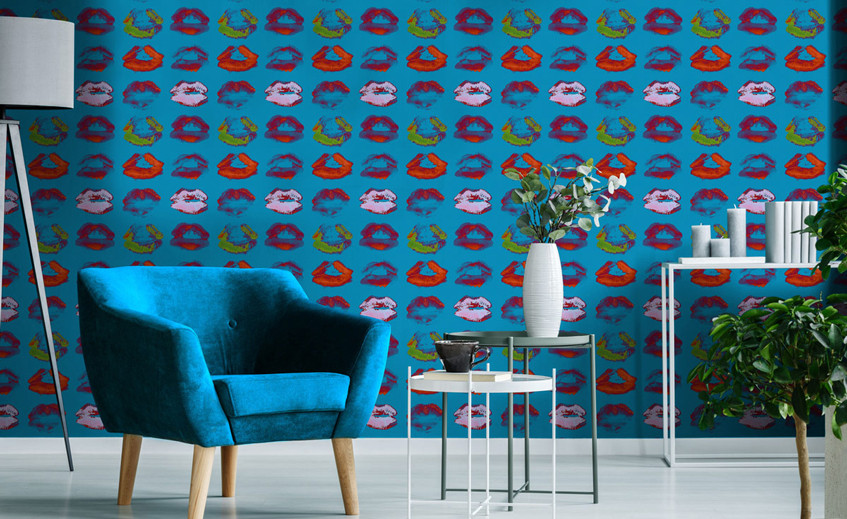 Wallpaper with Mouths, Noses and Beards