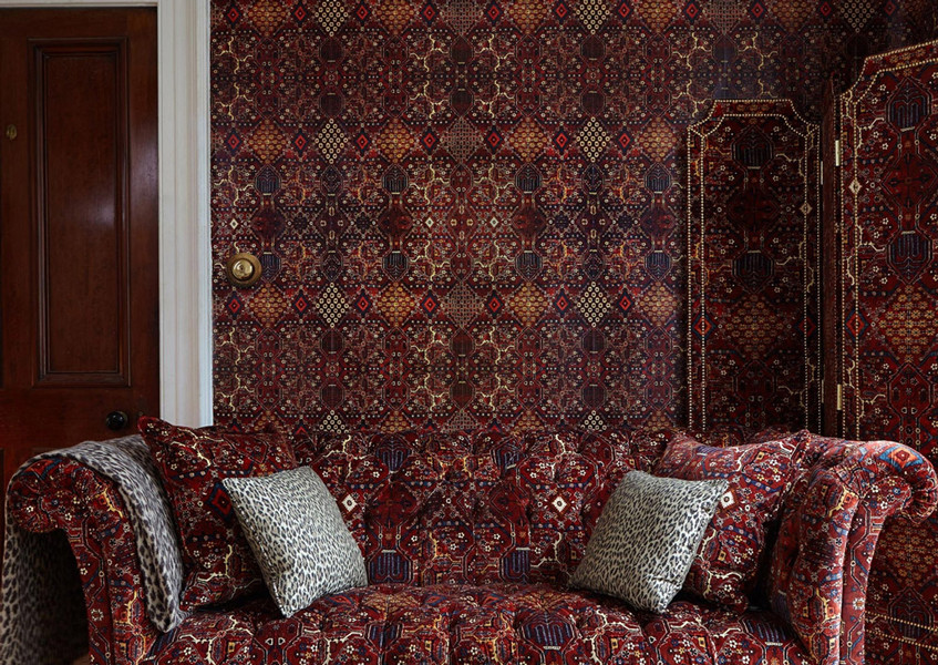 Wallpaper with Fabric Patterns and Tartan Designs