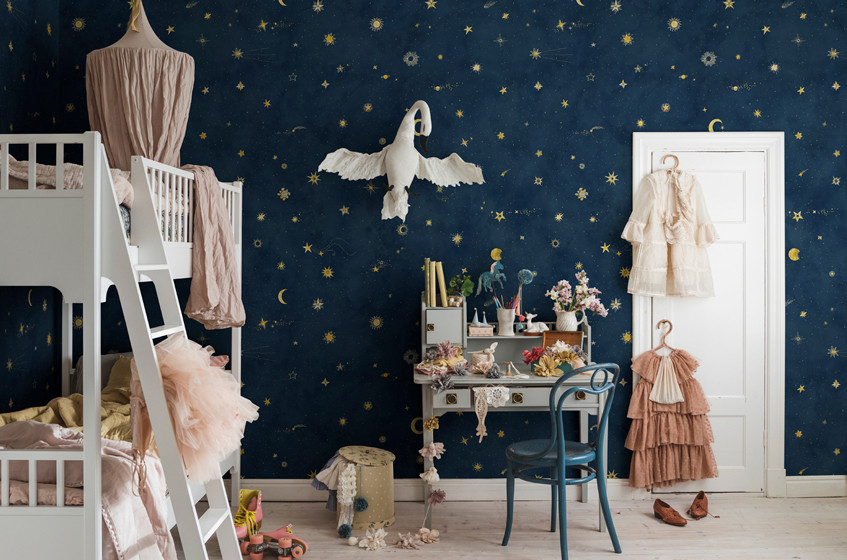Children's Wallpaper with Suns, Moons or Stars