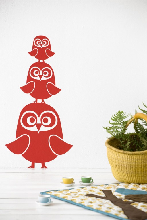 Ferm Living Wall Decal three owls-1055 Ferm Living Wall Decal three owls-1055