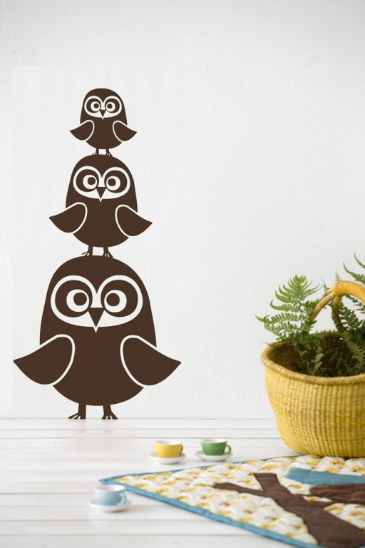 Ferm Living Wall Decal three owls-1055 Ferm Living Wall Decal three owls-1055