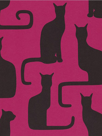 Sanderson Papier peint Omega Cats - Magenta/ Schwarz-1224.2 Sanderson Papier peint Omega Cats - Magenta/ Schwarz-1224.2