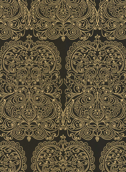 Alpana - Designtapete von Cole and Son - Schwarz/ Gold-1275.1 Alpana - Designtapete von Cole and Son - Schwarz/ Gold-1275.1