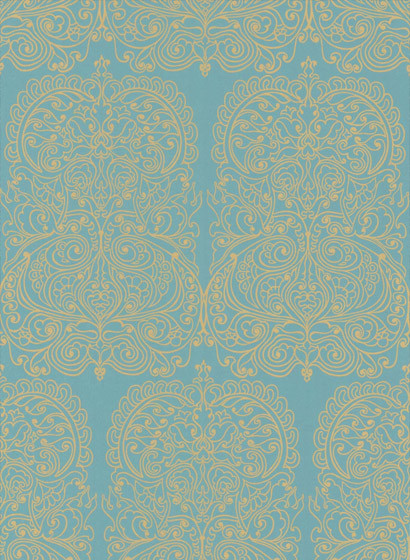 Alpana - Designtapete von Cole and Son - Hellblau/ Gold-1275.2 Alpana - Designtapete von Cole and Son - Hellblau/ Gold-1275.2