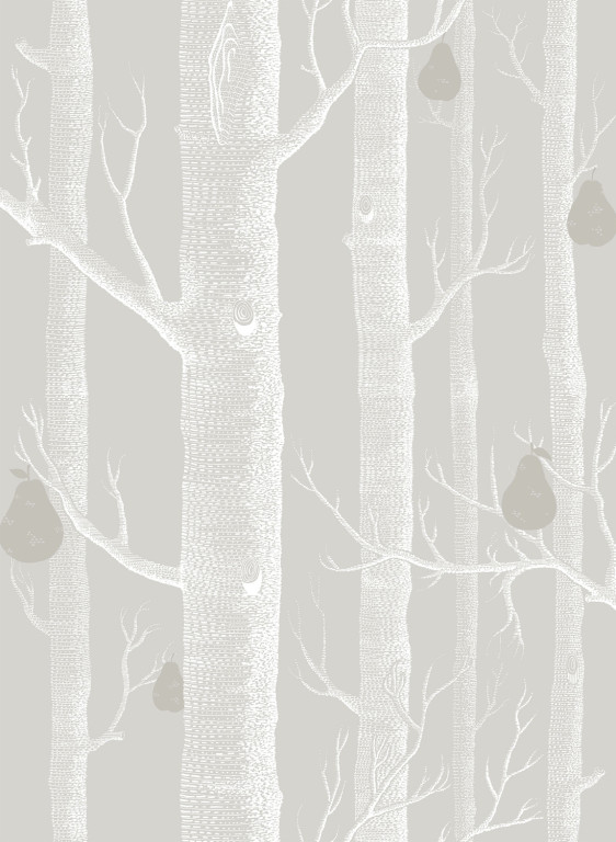 Cole & Son Papier peint Woods & Pears - Grey/ White/ Silver-1422.3 Cole & Son Papier peint Woods & Pears - Grey/ White/ Silver-1422.3