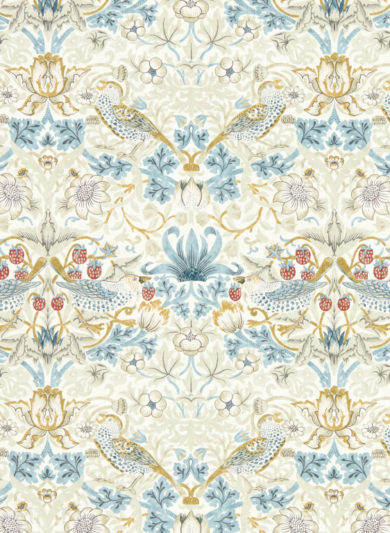 Clarke & Clarke Tapete Strawberry Thief - Linen/ Plum-14618.3 Clarke & Clarke Tapete Strawberry Thief - Linen/ Plum-14618.3