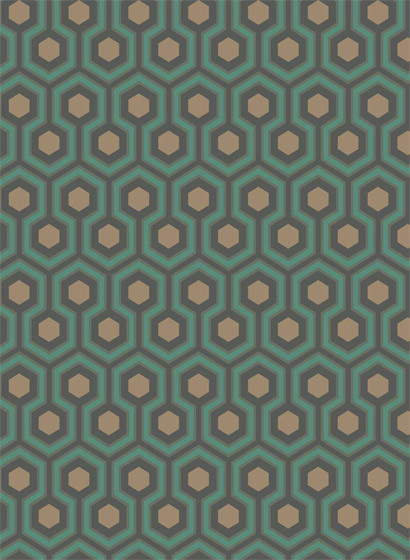 Hicks' Hexagon - Designtapete von Cole & Son - Teal/ Gold-1468.4 Hicks' Hexagon - Designtapete von Cole & Son - Teal/ Gold-1468.4