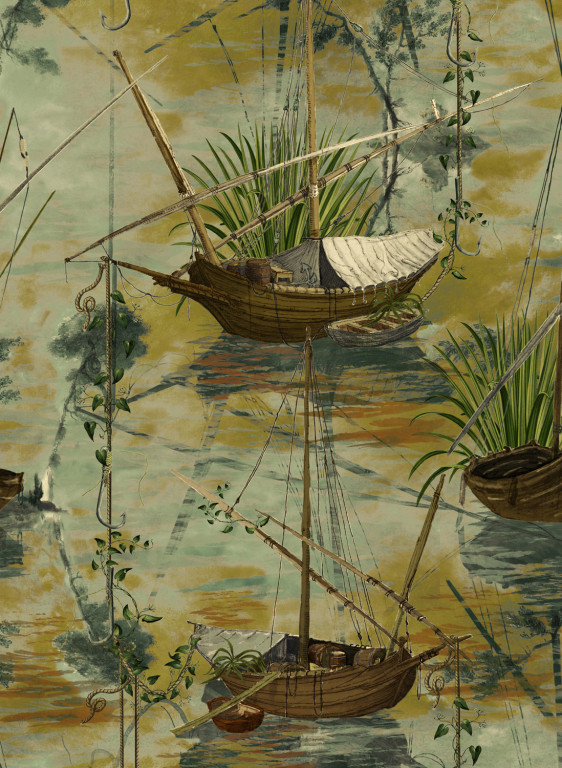 Mindthegap Papier peint Moored Boats-14960 Mindthegap Papier peint Moored Boats-14960