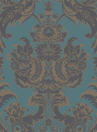 Cole & Son Papier peint Wyndham - Teal/ Charcoal-1498.4 Cole & Son Papier peint Wyndham - Teal/ Charcoal-1498.4