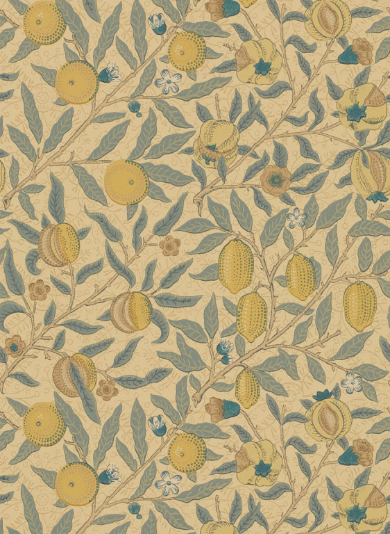 Morris & Co Wallpaper Fruit - Blue/ Gold/ Brown-15240.15