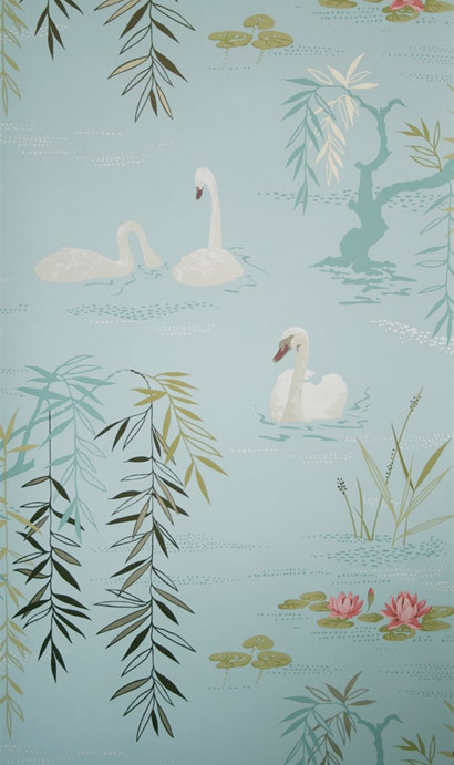 Tapete Swan Lake von Osborne & Little - Pale Blue-1558.3