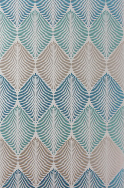 Osborne & Little Papier peint Leaf Fall - Metallic Peacock/ Turquoise/ Gilver-1620.2 Osborne & Little Papier peint Leaf Fall - Metallic Peacock/ Turquoise/ Gilver-1620.2