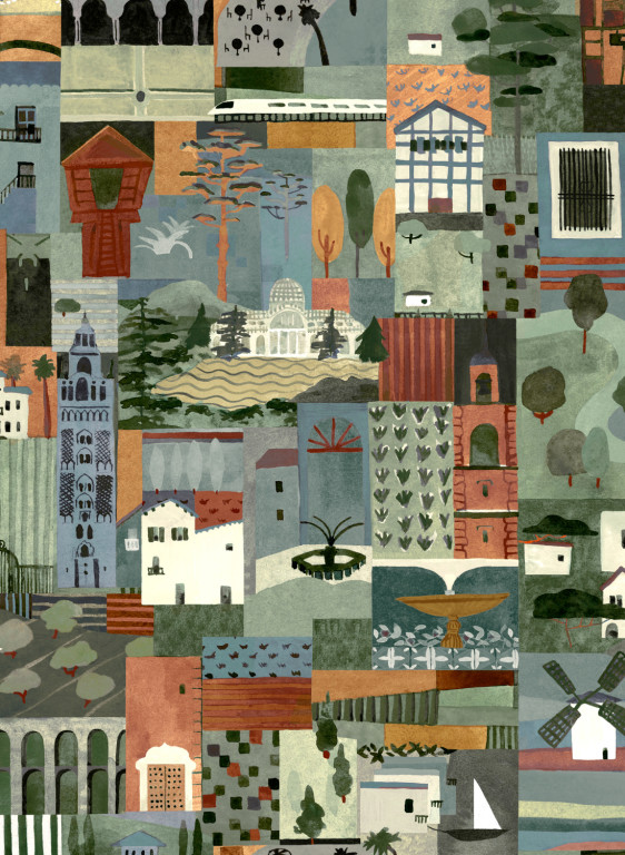 Tres Tintas Carta da parati Postal-16565