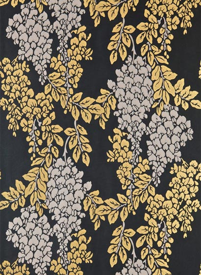 Farrow & Ball Carta da parati Wisteria - Off-Black/ Gold/ Charleston Gray-1658.7 Farrow & Ball Carta da parati Wisteria - Off-Black/ Gold/ Charleston Gray-1658.7