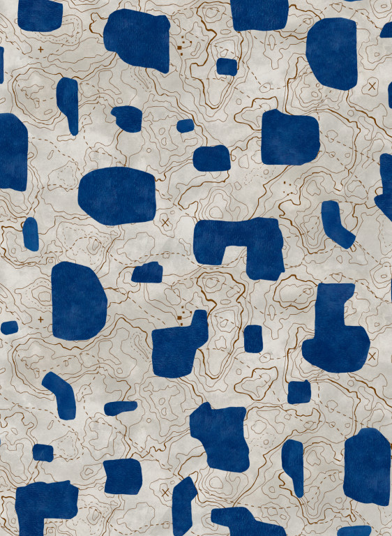 Tres Tintas Papier peint Map Xylography-16623