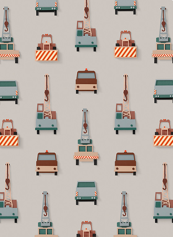 Studio Ditte Mural Crane Truck Circle/ Kraanwagen Cirkel-16666 Studio Ditte Mural Crane Truck Circle/ Kraanwagen Cirkel-16666