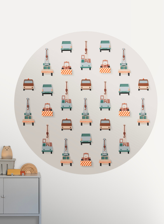 Studio Ditte Mural Crane Truck Circle/ Kraanwagen Cirkel-16666 Studio Ditte Mural Crane Truck Circle/ Kraanwagen Cirkel-16666