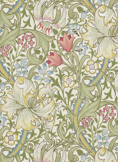 Tapete Golden Lily von Morris & Co. - Green/ Red-1698.1 Tapete Golden Lily von Morris & Co. - Green/ Red-1698.1