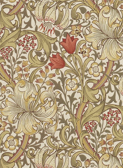 Morris & Co Wallpaper Golden Lily Biscuit/ Brick-1698.3 Morris & Co Wallpaper Golden Lily Biscuit/ Brick-1698.3