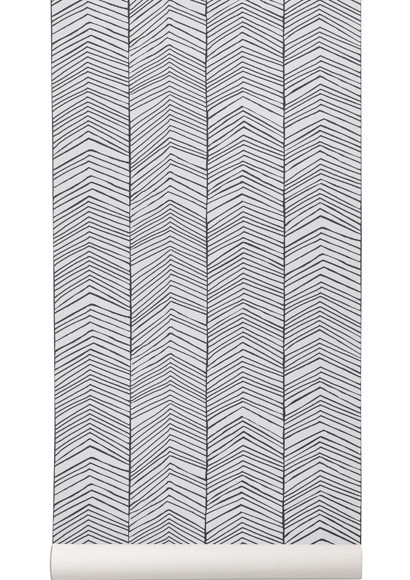 Tapete Herringbone von Ferm Living - Schwarz-Weiß-1820.1 Tapete Herringbone von Ferm Living - Schwarz-Weiß-1820.1