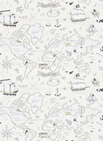 Kindertapete Treasure Map von Sanderson - Beige-1859.3 Kindertapete Treasure Map von Sanderson - Beige-1859.3