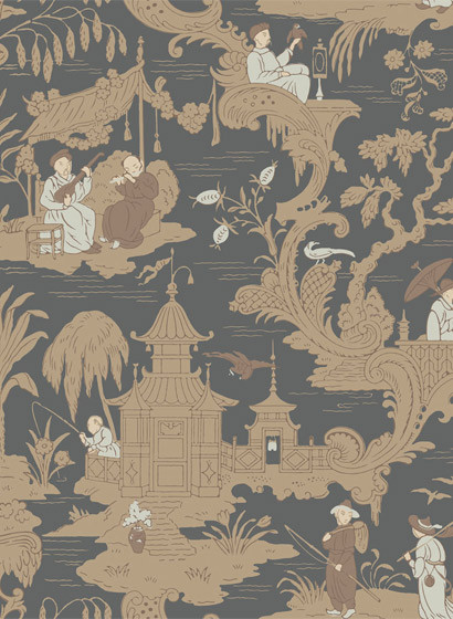 Cole & Son Papier peint Chinese Toile - Charcoal-1882.3