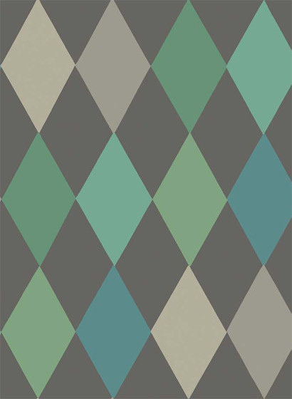 Tapete Punchinello von Cole & Son - Teal on Charcoal-1977.2 Tapete Punchinello von Cole & Son - Teal on Charcoal-1977.2