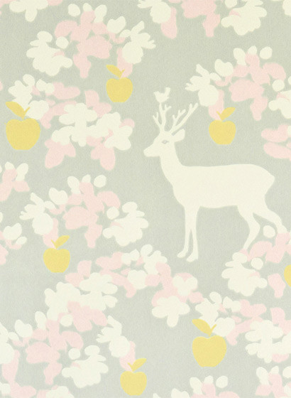 Majvillan Wallpaper Apple Garden Soft Grey/ Yellow/ Pink/ Cream White-2015.3 Majvillan Wallpaper Apple Garden Soft Grey/ Yellow/ Pink/ Cream White-2015.3