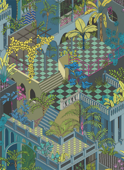 Cole & Son Tapete Miami - Navy & Pink-2183.2 Cole & Son Tapete Miami - Navy & Pink-2183.2