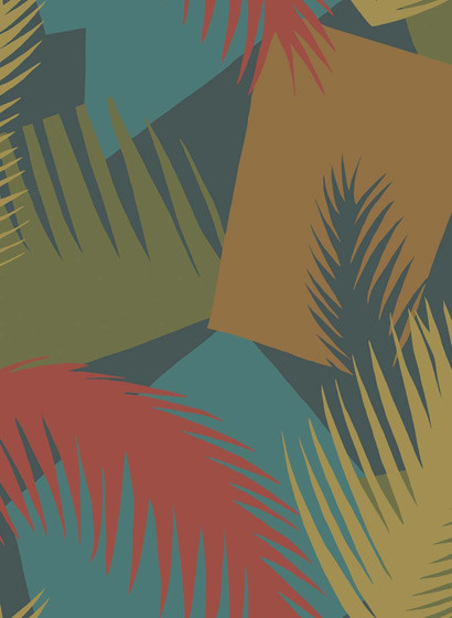 Cole & Son Tapete Deco Palm - Red & Blue-2187.1 Cole & Son Tapete Deco Palm - Red & Blue-2187.1