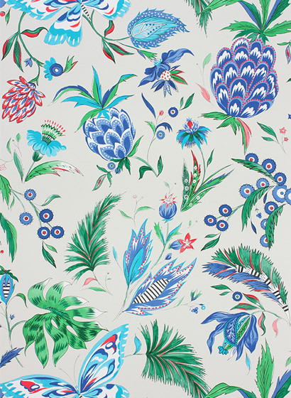 Matthew Williamson Papier peint Habanera - Pebble/ Ultramarine/ Cerulean Blue-2215.3 Matthew Williamson Papier peint Habanera - Pebble/ Ultramarine/ Cerulean Blue-2215.3