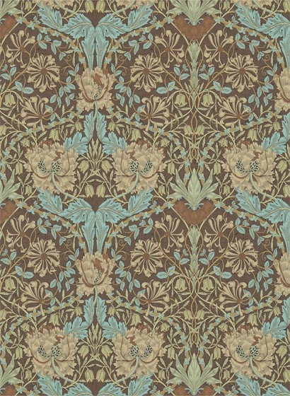 Morris & Co Wallpaper Honeysuckle & Tulip Taupe/ Aqua-2283.3
