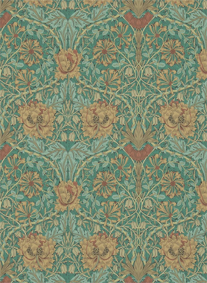 Morris & Co Carta da parati Honeysuckle & Tulip - Emerald/ Russet-2283.5 Morris & Co Carta da parati Honeysuckle & Tulip - Emerald/ Russet-2283.5