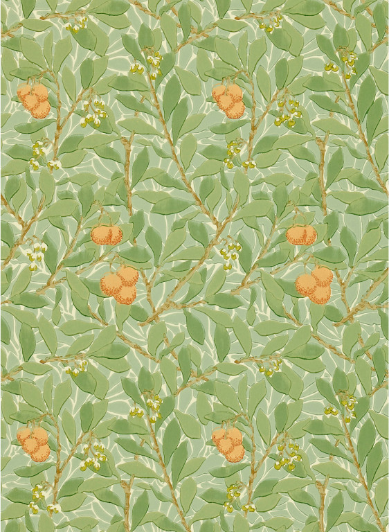 Morris & Co Carta da parati Arbutus - Green/ Terracotta-2290.8 Morris & Co Carta da parati Arbutus - Green/ Terracotta-2290.8